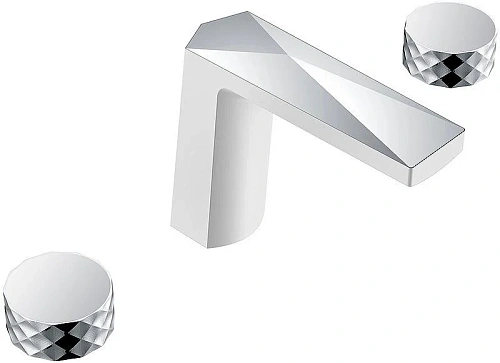 Смеситель на борт ванны Boheme Venturo 150-WCR-DIAMOND на 3 отверстия белый-хром, ручка DIAMOND Смеситель на борт ванны Boheme Venturo 150-WCR-DIAMOND на 3 отверстия белый-хром, ручка DIAMOND