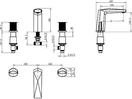 Смеситель на борт ванны Boheme Venturo 150-WCR-TOUCH на 3 отверстия белый-хром, ручка TOUCH Смеситель на борт ванны Boheme Venturo 150-WCR-TOUCH на 3 отверстия белый-хром, ручка TOUCH