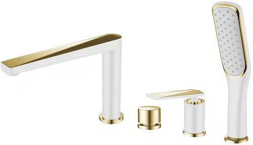 Смеситель на борт ванны Boheme VENTURO белый + золото 380-W Смеситель на борт ванны Boheme VENTURO белый + золото 380-W