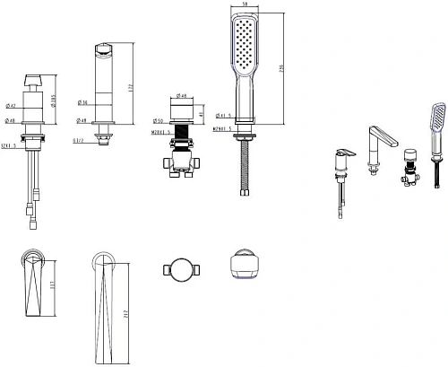 Смеситель на борт ванны Boheme VENTURO золото 380 Смеситель на борт ванны Boheme VENTURO золото 380