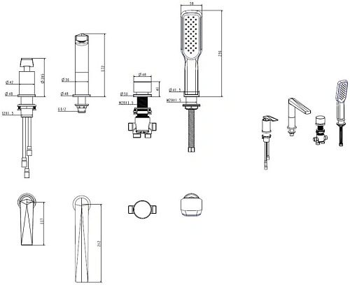Смеситель на борт ванны Boheme VENTURO черный + золото 380-B Смеситель на борт ванны Boheme VENTURO черный + золото 380-B