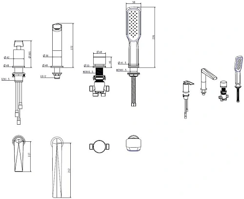 Смеситель на борт ванны Boheme VENTURO черный + хром 370-B Смеситель на борт ванны Boheme VENTURO черный + хром 370-B