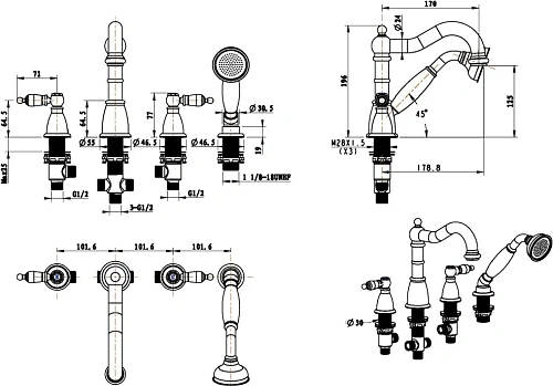 Смеситель на борт ванны Boheme Сamelia 391-Camelia Смеситель на борт ванны Boheme Сamelia 391-Camelia