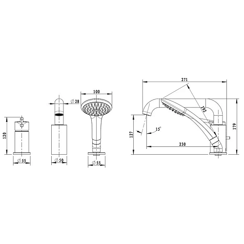 Смеситель на борт ванны Bravat Angel F5172217CP-1-RUS Смеситель на борт ванны Bravat Angel F5172217CP-1-RUS