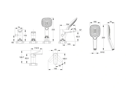 Смеситель на борт ванны Cersanit MODUO (A64100) однорычажный 64100 Смеситель на борт ванны Cersanit MODUO (A64100) однорычажный 64100
