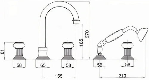 Смеситель на борт ванны CEZARES APHRODITE-BVD-01-O Смеситель на борт ванны CEZARES APHRODITE-BVD-01-O