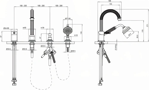 Смеситель на борт ванны CEZARES APHRODITE-BVDM-01-Bi Смеситель на борт ванны CEZARES APHRODITE-BVDM-01-Bi