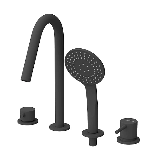 Смеситель на борт ванны CEZARES LEAF-BVDM4-L-NOP врезной, на 4 отверстия, черный матовый Смеситель на борт ванны CEZARES LEAF-BVDM4-L-NOP врезной, на 4 отверстия, черный матовый