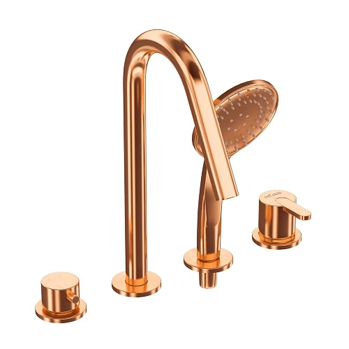 Смеситель на борт ванны CEZARES LEAF-BVDM4-SS с выдвижным душем и переключателем, sunset Смеситель на борт ванны CEZARES LEAF-BVDM4-SS с выдвижным душем и переключателем, sunset