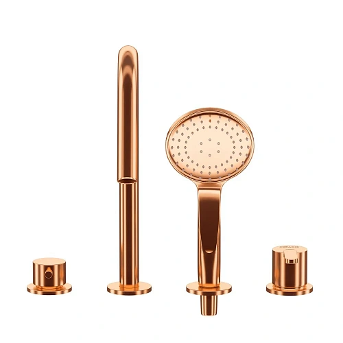 Смеситель на борт ванны CEZARES LEAF-BVDM4-SS с выдвижным душем и переключателем, sunset Смеситель на борт ванны CEZARES LEAF-BVDM4-SS с выдвижным душем и переключателем, sunset