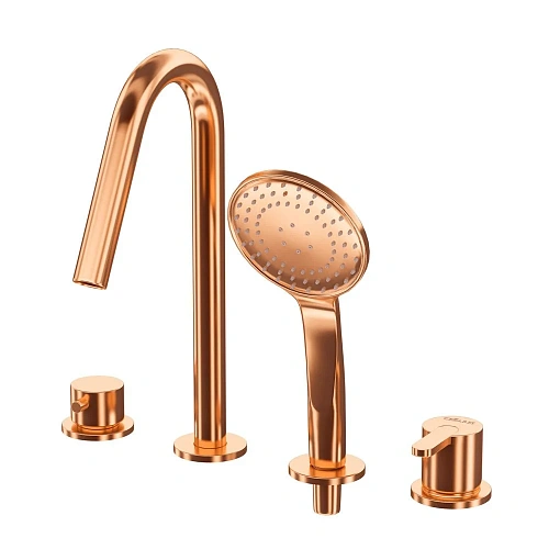 Смеситель на борт ванны CEZARES LEAF-BVDM4-SS с выдвижным душем и переключателем, sunset Смеситель на борт ванны CEZARES LEAF-BVDM4-SS с выдвижным душем и переключателем, sunset