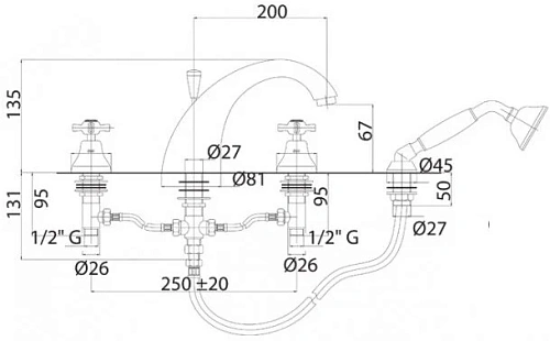 Смеситель на борт ванны CEZARES LORD-BVD-01-Bi Смеситель на борт ванны CEZARES LORD-BVD-01-Bi