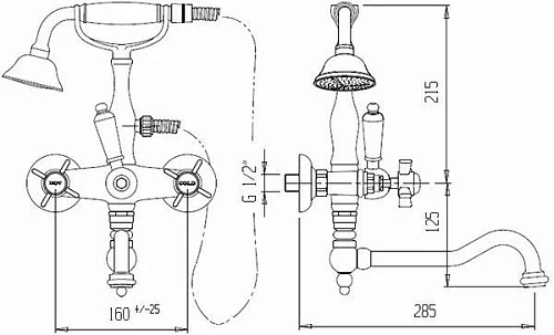 Смеситель на борт ванны CEZARES NOSTALGIA-PBV2-03/24-Bi Смеситель на борт ванны CEZARES NOSTALGIA-PBV2-03/24-Bi