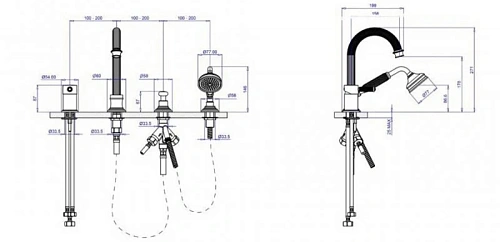 Смеситель на борт ванны CEZARES OLIMP-BVDM-01-L Смеситель на борт ванны CEZARES OLIMP-BVDM-01-L
