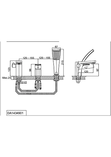 Смеситель на борт ванны D&K Berlin Freie DA1434901 Смеситель на борт ванны D&K Berlin Freie DA1434901
