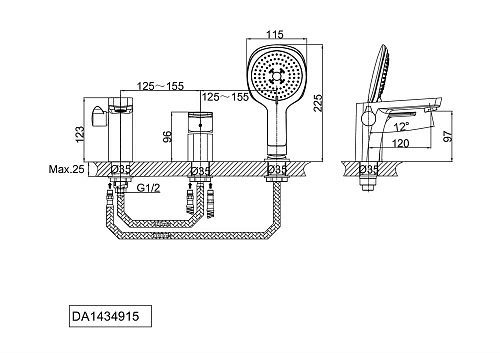 Смеситель на борт ванны D&K Berlin Freie DA1434916 Смеситель на борт ванны D&K Berlin Freie DA1434916