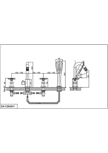 Смеситель на борт ванны D&K DA1384941 врезной Смеситель на борт ванны D&K DA1384941 врезной