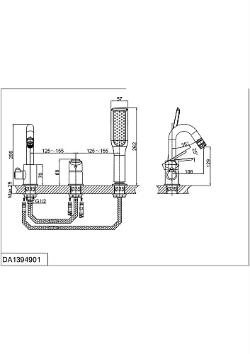 Смеситель на борт ванны D&K Marx Rhein DA1394901 Смеситель на борт ванны D&K Marx Rhein DA1394901
