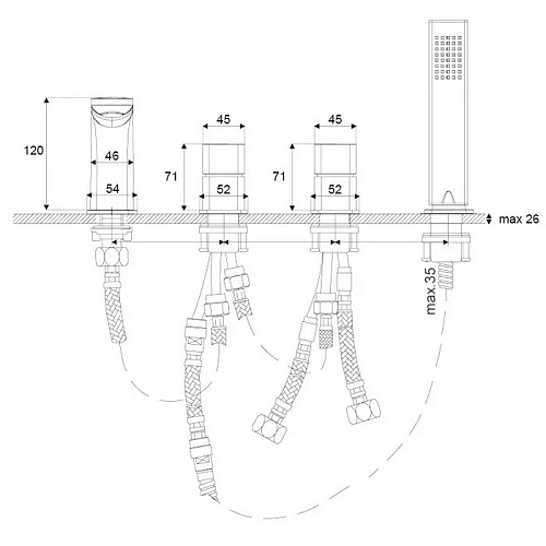 Смеситель на борт ванны EXCELLENT Keria AREX.2033BL (черный мат) Смеситель на борт ванны EXCELLENT Keria AREX.2033BL (черный мат)