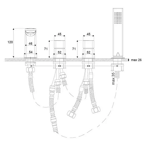 Смеситель на борт ванны EXCELLENT Keria AREX.2033CR хром Смеситель на борт ванны EXCELLENT Keria AREX.2033CR хром
