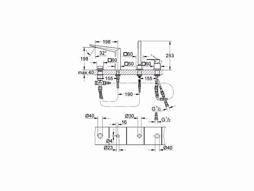 Смеситель на борт ванны GROHE Allure Brilliant 19787000 Смеситель на борт ванны GROHE Allure Brilliant 19787000