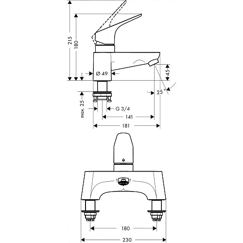 Смеситель на борт ванны Hansgrohe Focus 31523000, хром Смеситель на борт ванны Hansgrohe Focus 31523000, хром