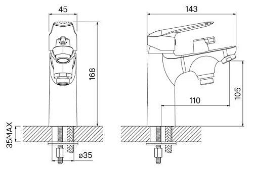 Смеситель на борт ванны Iddis Torr TORSB10i07 Смеситель на борт ванны Iddis Torr TORSB10i07