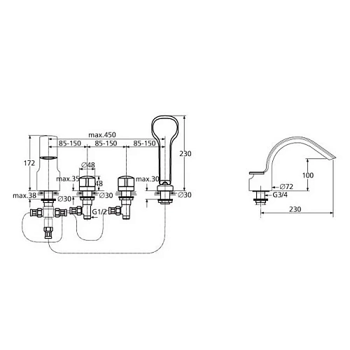 Смеситель на борт ванны Ideal Standard Melange A4293AA Смеситель на борт ванны Ideal Standard Melange A4293AA