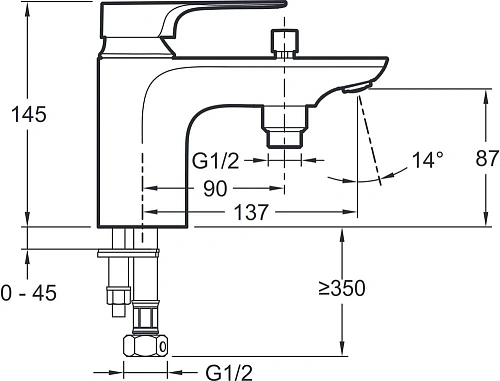 Смеситель на борт ванны Jacob Delafon Aleo+ E72321-CP Смеситель на борт ванны Jacob Delafon Aleo+ E72321-CP