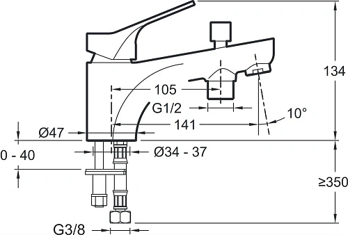 Смеситель на борт ванны Jacob Delafon Brive E75769-CP Смеситель на борт ванны Jacob Delafon Brive E75769-CP