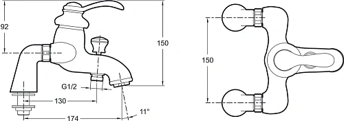 Смеситель на борт ванны Jacob Delafon Fairfax E71091-CP Смеситель на борт ванны Jacob Delafon Fairfax E71091-CP