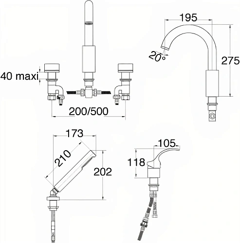 Смеситель на борт ванны Jacob Delafon Salute E71088-CP Смеситель на борт ванны Jacob Delafon Salute E71088-CP