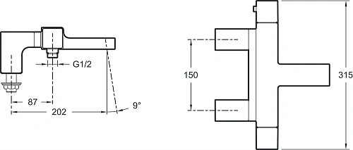 Смеситель на борт ванны Jacob Delafon Strayt E9129-CP термостатический Смеситель на борт ванны Jacob Delafon Strayt E9129-CP термостатический