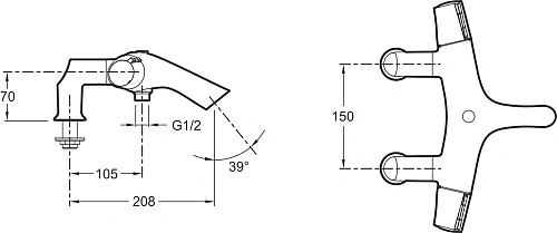 Смеситель на борт ванны Jacob Delafon Symbol E71685-CP термостатический Смеситель на борт ванны Jacob Delafon Symbol E71685-CP термостатический