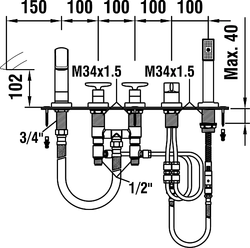 Смеситель на борт ванны Laufen Сurveprime c декоративной пластиной, 150мм 3.2270.5.004.384.1 Смеситель на борт ванны Laufen Сurveprime c декоративной пластиной, 150мм 3.2270.5.004.384.1