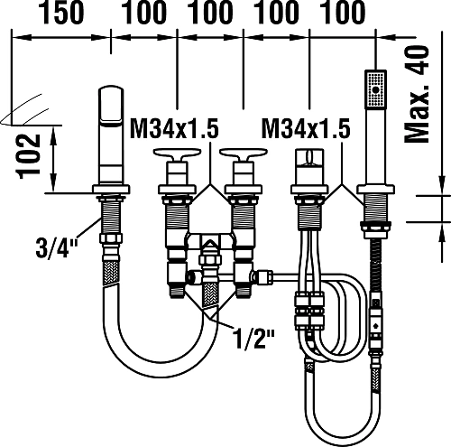 Смеситель на борт ванны Laufen Сurveprime, 150 мм 3.2270.5.904.384.1 Смеситель на борт ванны Laufen Сurveprime, 150 мм 3.2270.5.904.384.1