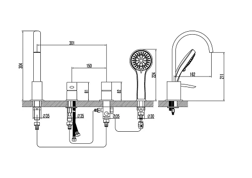 Смеситель на борт ванны Lemark Atlantiss LM3241C, хром Смеситель на борт ванны Lemark Atlantiss LM3241C, хром