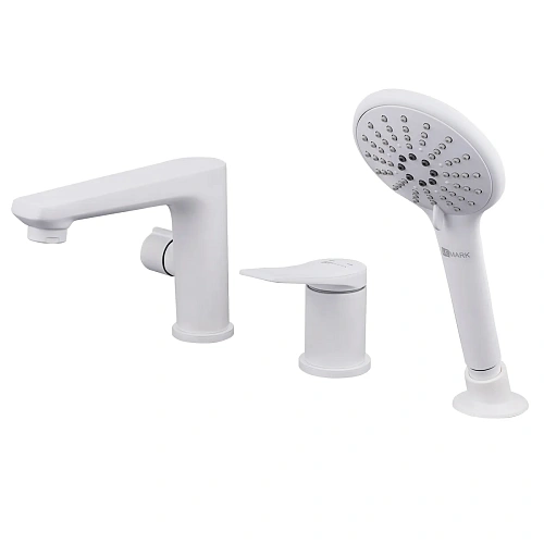 Смеситель на борт ванны Lemark Bronx LM3745MW, белый/матовый Смеситель на борт ванны Lemark Bronx LM3745MW, белый/матовый