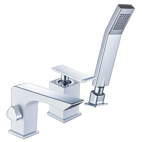 Смеситель на борт ванны Lemark Contest LM5845CW, хром/белый Смеситель на борт ванны Lemark Contest LM5845CW, хром/белый