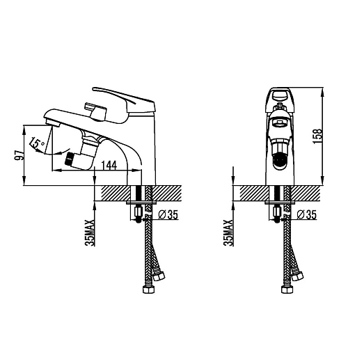 Смеситель на борт ванны Lemark Omega LM3115C, хром Смеситель на борт ванны Lemark Omega LM3115C, хром