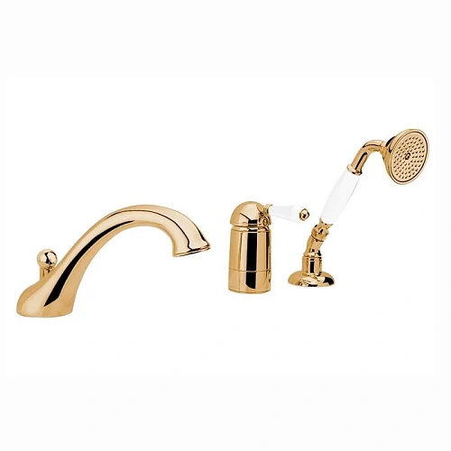 Смеситель на борт ванны Nicolazzi Classico Monokomandi 3414GO76 золото, ручки P.M. BLANC Смеситель на борт ванны Nicolazzi Classico Monokomandi 3414GO76 золото, ручки P.M. BLANC