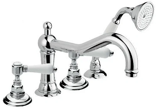 Смеситель на борт ванны Nicolazzi Tradizionale 1449CR78 хром/P.M.Blanc Смеситель на борт ванны Nicolazzi Tradizionale 1449CR78 хром/P.M.Blanc