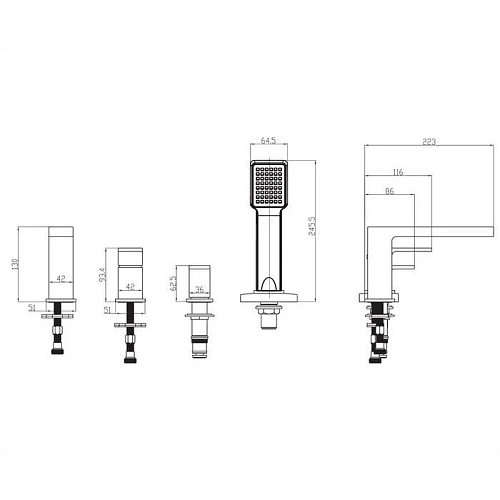Смеситель на борт ванны OMNIRES BARETTI BA7832BL (черный BLM) Смеситель на борт ванны OMNIRES BARETTI BA7832BL (черный BLM)