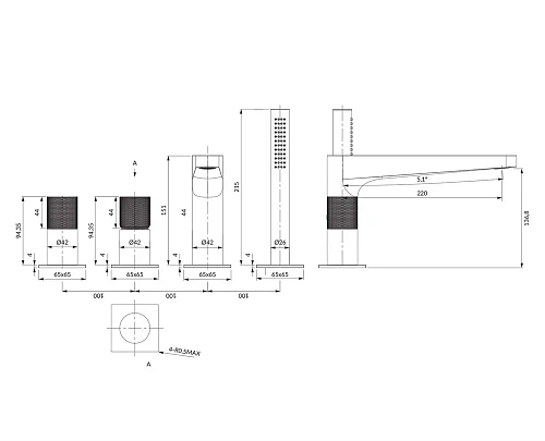 Смеситель на борт ванны OMNIRES CONTOUR CT8032AT (антрацит) Смеситель на борт ванны OMNIRES CONTOUR CT8032AT (антрацит)