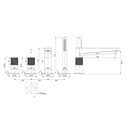 Смеситель на борт ванны OMNIRES CONTOUR CT8032CR хром Смеситель на борт ванны OMNIRES CONTOUR CT8032CR хром