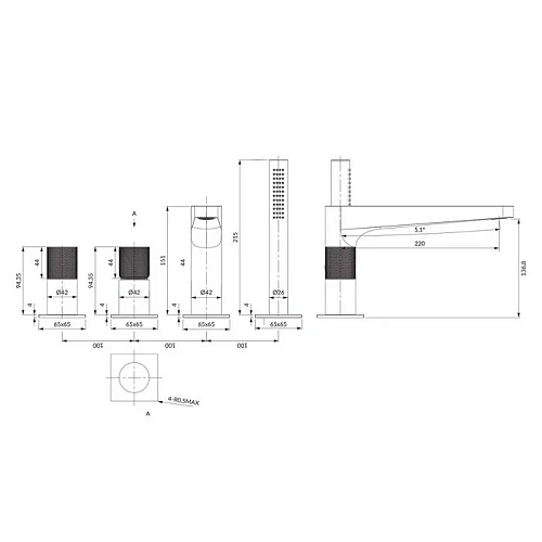Смеситель на борт ванны OMNIRES CONTOUR CT8032GLB (брашированное золото) Смеситель на борт ванны OMNIRES CONTOUR CT8032GLB (брашированное золото)