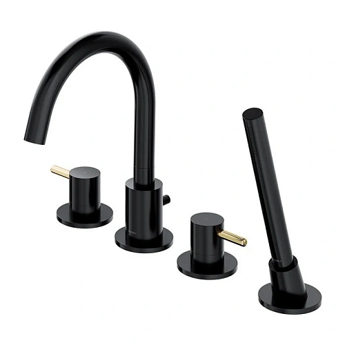 Смеситель на борт ванны OMNIRES Y Y1232BLGL (черный/золото) на 4 отверстия Смеситель на борт ванны OMNIRES Y Y1232BLGL (черный/золото) на 4 отверстия