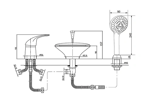 Смеситель на борт ванны Orange Iris M41-333cr Смеситель на борт ванны Orange Iris M41-333cr