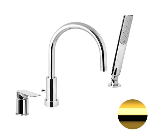 Смеситель на борт ванны Remer Infinity I07DO, золото глянцевое Смеситель на борт ванны Remer Infinity I07DO, золото глянцевое