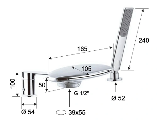 Смеситель на борт ванны Remer Infinity I07UFBO, белый матовый Смеситель на борт ванны Remer Infinity I07UFBO, белый матовый